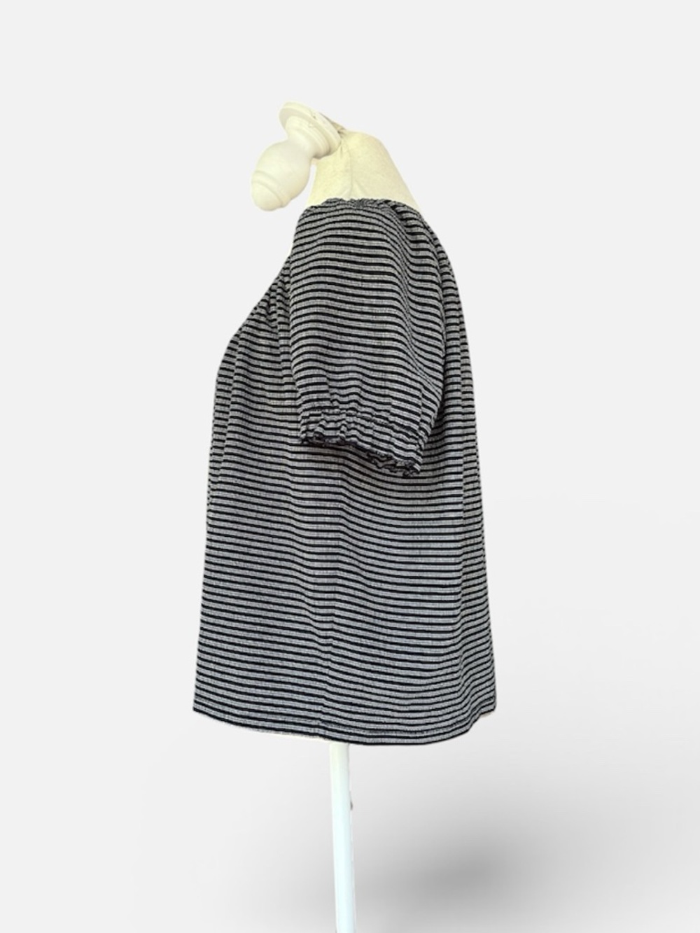 Madewell Texture & Thread Striped Peasant Top in Navy & White Sz M - Picture 6 of 10